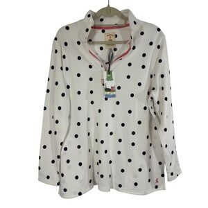 Joules Premium Grade Polka Dot Quarter Zip Pullover‎ Sweatshirt Size US 14 L NWT